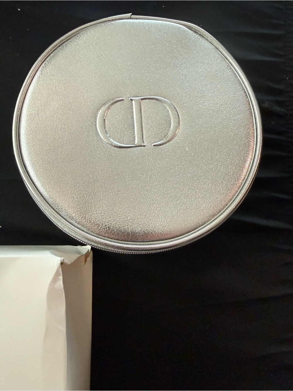 Christian Dior Round Silver Makeup Case